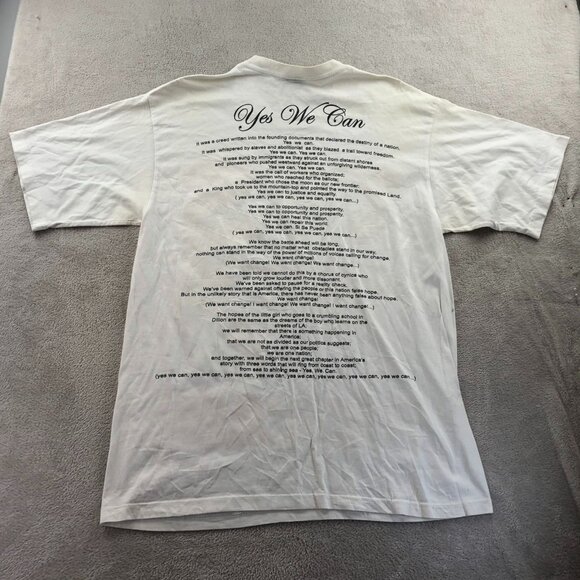 Obama Yes We Can T-Shirt Mens XL Broadway White Graphic Tee Vintage Patriotic - Picture 13 of 13
